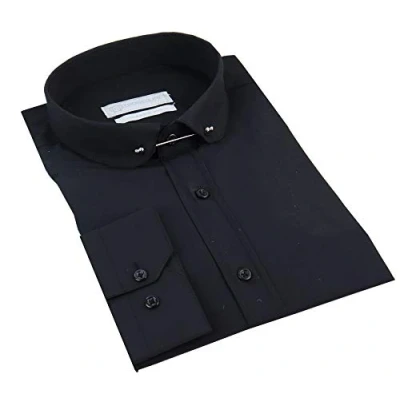 Image of TruClothing Mens Club Collar Shirt with Bar Poplin Pin White Black 1920s XXL