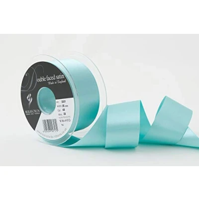 Image of Berisfords Double FACE Poly Satin Ribbon, New Turq, 10.5x10.5x4.6 cm