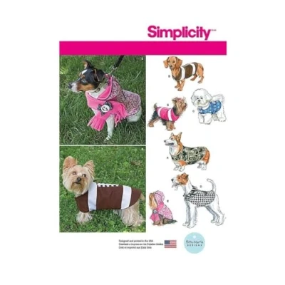 Image of Simplicity 1239 Size A Dog Coats in 3 Sizes Sewing Pattern, Multi Colour US1239A,A (S M L)