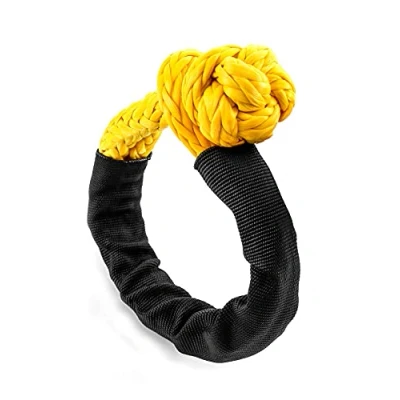 Image of QWORK® Soft Shackle Synthetic Rope, 1/2 Inch x 20 Inch, 42,000lbs Breaking Strength Recovery Rope with Sleeve for Road Towing Sailing ATV Truck, 1 Pack