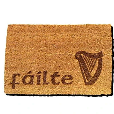 Image of FastCraft FAILTE IRISH SCOTTISH GAELIC WELCOME DOOR MAT 60x40 cm COIR DOORMAT OUTDOOR INDOOR ENTRANCE RUG PRESENT HOUSE WARMING GIFT (FAILTE HARP)