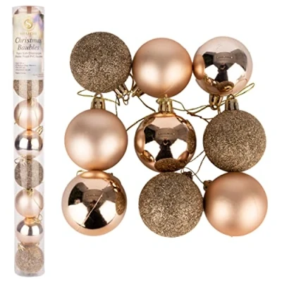 Image of 60mm/6Pcs Christmas Baubles Shatterproof Champagne Gold, Tree Decorations Ball Ornaments Balls Xmas Hanging Holiday Decor Shiny,Matte,Glitter