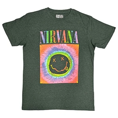 Image of Nirvana T Shirt Glow Box Smile Band Logo Official Unisex Green L