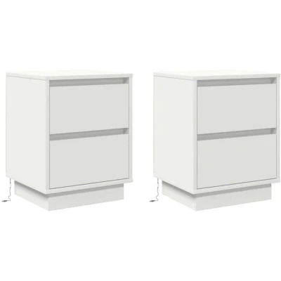 Image of vidaXL Bedside Cabinets with LED Lights 2 pcs White 39x34.5x50 cm