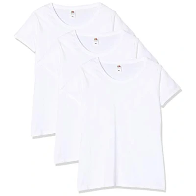 Image of Fruit of the Loom Women&#039;s Lady Fit Original Tee, 3 Pack T Shirt, White (White 30), 4 (Size:XS) (Pack 3)
