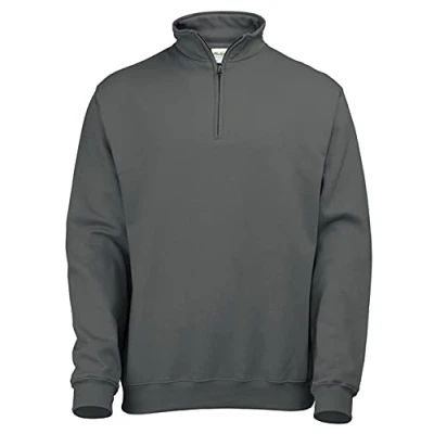Image of AWDis Men&#039;s Sophomore 1/4 Zip Sweat Sweatshirt, Grey (Charcoal), Medium