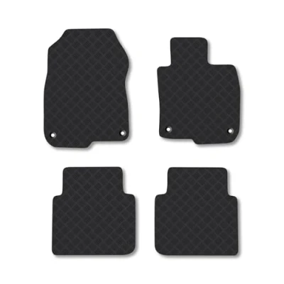 Image of Rubber Car Mats Compatible With Honda CR V (2018+) Tailored Fit Floor Set Accessory Custom Anti Slip Backing Heavy Duty Waterproof Easy Clean Durable All Weather Full Coverage Clips