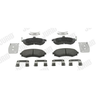 Image of 581012FA01 Brake pad set JURID 572513J with acoustic wear warning without accessories KIA: Cerato Saloon, HYUNDAI: Matrix, Elantra III Hatchback