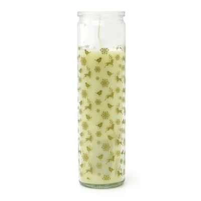 Image of Cream Christmas Advent Candle Pillar in Glass Jar Traditional Countdown to with Numbers Festive 21cm