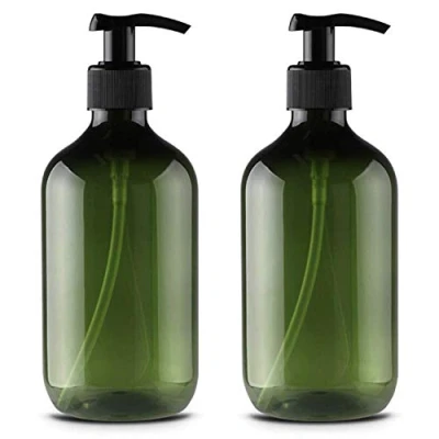 Image of Alledomain 2PCS 300ml/10oz Empty Refillable Plastic Lotion Pump Bottles, Shampoo Body Washing Cream Shower Gel Storage Holder Container Toiletries Liquid Dispenser (Green)