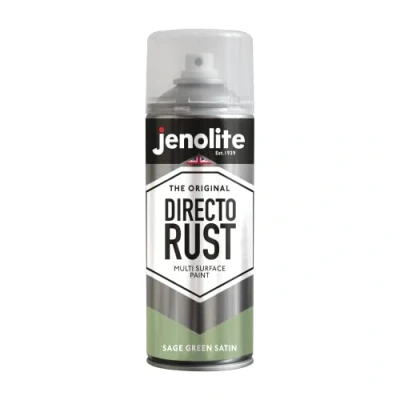 Image of JENOLITE Directorust Spray Paint Satin Finish SAGE Green 400ml Direct to Rust for Metal All in One Multi Surface Metal, Wood, Plastic, Ceramic RAL 7494C