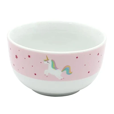 Image of Dekohelden24 971331 Children&#039;s Cereal Bowl Fruit Unicorn with Saying Magic Meal Height Approx. 5.8 x 11 cm Capacity 250 ml Porcelain