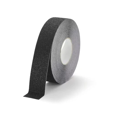 Image of Durable DURALINE GRIP+ Non Slip Floor Tape Self Adhesive Marking with 50mm Thickness and 15 Metres in Length Ideal for Stairs, Ramps, etc. Granulated Surface Black