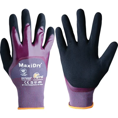 Image of Atg 56 425 MaxiDry GP Palm side Coated Black/Purple Gloves Size 8