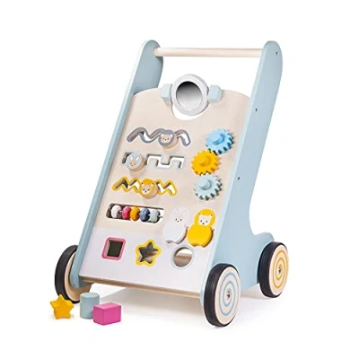 Image of Bigjigs Toys FSC® Certified Activity Baby Walker Wooden Walkers for Babies, Eco Friendly 1 Year Olds, Push Along