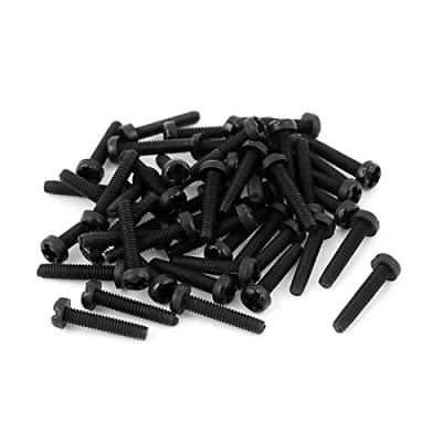 Image of sourcingmap M2 x 10mm Plastic Phillips Cross Pan Head Machine Screws Black 50 PCS
