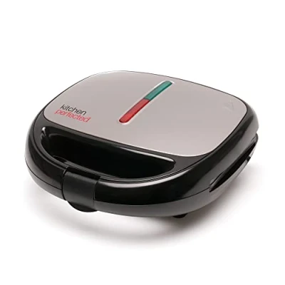 Image of Kitchen Perfected 4 in 1 Snack Maker, makes perfect Toasties, Waffles, Omelettes and Paninis, 3 interchangeable easy clean non stick cooking plates, locking latch, black E2731