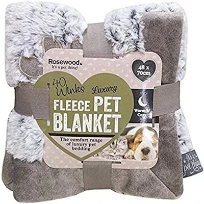 Image of Rosewood Super Soft Grey Luxury Fleece Throw Dog Blanket, Medium, 46 x 68cm