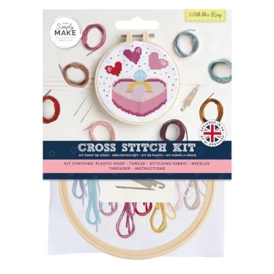 Image of Simply Make Cross Stitch Kit, with This Ring, Multicoloured, Single Craft Kits for Adults, Sewing Kit and Embroidery Home Crafts, Threads Included