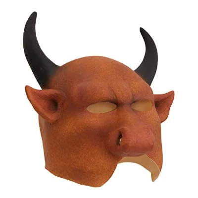 Image of Bristol Novelty BM554 Bull Mask Mythical (Mouth Free), Men, Women, Brown, Black, One Size