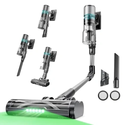 Image of Proscenic P16 Cordless Vacuum Cleaner with 45000Pa, Bendable EasyReach Wand, 55 Min Runtime,Hang and Charge Stick Cleaner,Tangle Free Brush,LED Display, For All Hardwood Carpet Pet Hair Grey