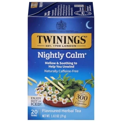 Image of Twinings, Herbal Tea, Bedtime Blend, Naturally Caffeine Free, 20 Tea Bags, 1.02 oz (29g)