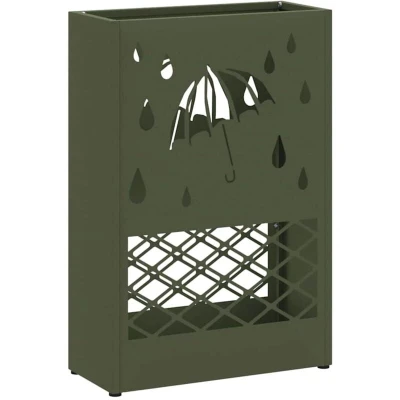 Image of vidaXL Olive Green Umbrella Stand, 28x12x41 cm, Steel