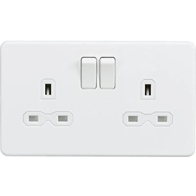 Image of KnightsBridge Screwless 13A 2G DP switched socket Matt white