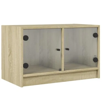 Image of vidaXL TV Cabinet with Glass Doors Sonoma Oak 68x37x42 cm