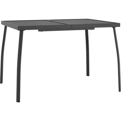 Image of vidaXL Steel Mesh Garden Table, Anthracite Color, Outdoor Patio Dining Furniture with Stabile Frame and Elegant Curved Legs