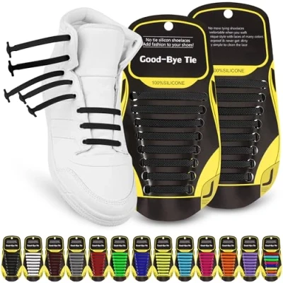 Image of MAROL Elastic Silicone Shoelaces No Tying Laces , Bowless Rubber for All Shoes Children &amp; Adults