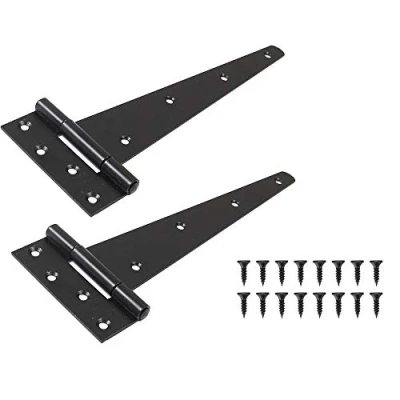 Image of 2X Black Heavy Duty Tee Hinges Long Gate/Shed/Door T 250mm,300mm (152 mm (6&quot;) (Black))