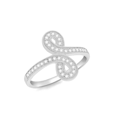Image of Tuscany Silver Women&#039;s Sterling Rhodium Plated Cubic Zirconia Infinity Ring, Size N