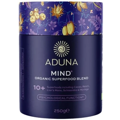 Image of Aduna Advanced Superfood Mind Blend 100% Organic Powder for Smoothies/Shakes &amp; Yoghurt 250g Resealable and Recyclable Pack