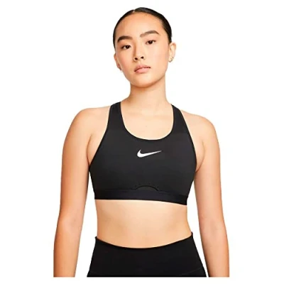 Image of NIKE Dri Fit Swoosh Hs Bra Black/Black/Dk Smoke Grey/Whit L/A