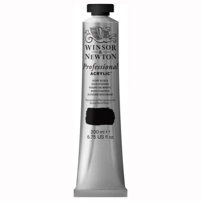 Image of Winsor &amp; Newton 2337331 200ml Professional Acrylic Colour Tube Ivory Black
