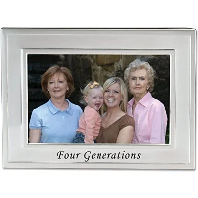 Image of Lawrence Frames Sentiments Collection, Brushed Metal 4 by 6 Four Generations Picture Frame, Silver