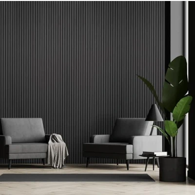 Image of Fuse Acoustic Wooden Wall Panel in Charcoal Oak, 240cm x 60cm (2 Pack)