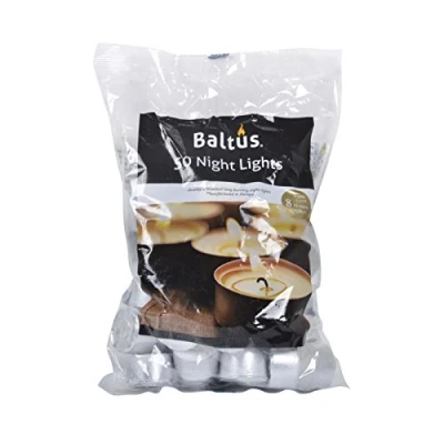Image of Baltus Pack of 50 Unscented Wax Night Lights Tealights Candles 8 Hour Burn Time