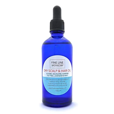 Image of Fine Line Apothecary Dry Scalp &amp; Hair Oil 100% Natural, Stimulates Growth, Repairs, Nourishes and Damaged Hair. 100ml