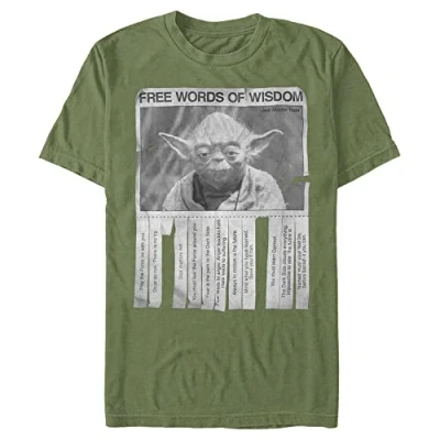 Image of STAR WARS Men&#039;s Words of Wisdom T Shirt, Military Green, S