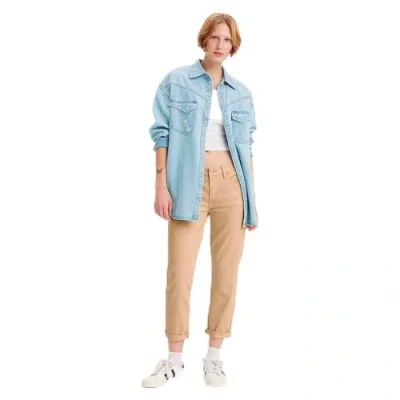 Image of Levi&#039;s Women&#039;s MID Rise Boyfriend Light Indigo Worn in, Unbasic Khaki Twill, 31W / 27L