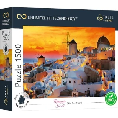 Image of Trefl 26195 1500 Elements, dickster Karton, BIO, ECO, Griechenland, romantischer Sonnenuntergang, Unterhaltung für Erwachsene und Kinder ab 12 Jahren, Uft Puzzle Romantic Sunset: Oia, Santorini