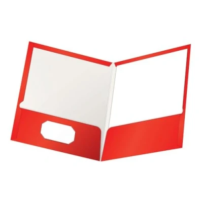 Image of Oxford Laminated Twin Pocket Folders, Letter Size, Red, Holds 100 Sheets, Box of 25 (51711EE)