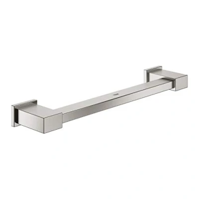 Image of GROHE Essentials Cube Bath Grip in Chic Supersteel Finish for Safety Your Tub 40514DC1