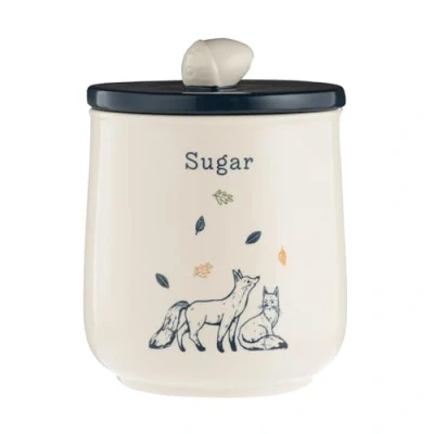 Image of Sugar Canister Ceramic Woodland Decorated Airtight Lid Jar Storage 1L Container