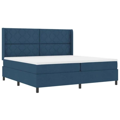 Image of vidaXL Box Spring Bed with Mattress Blue 200x200 cm Fabric