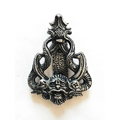 Image of Front Door Knocker Antique Silver Pewter Art Deco Cast Iron Shaped Hardware