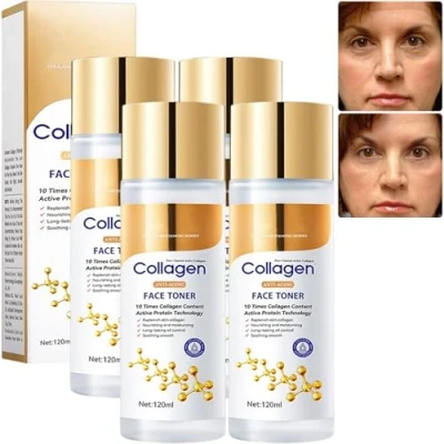 Image of Limetown Collagen Face Toner, Hydrolyzed Toner Restores Skin Smoothness, Korean for Face,Anti Aging Hydrating Facial Toner,Hyaluronic Acid Moisturizer Brightening Serum (4Pcs)