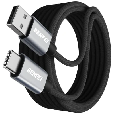 Image of BENFEI Tangle Free Silicone USB A to Type C Fast Charging Cable[3A,6.6ft,Aluminum Shell, Woven Design] for Samsung Galaxy Note 10 9/S10+ S10, LG V30